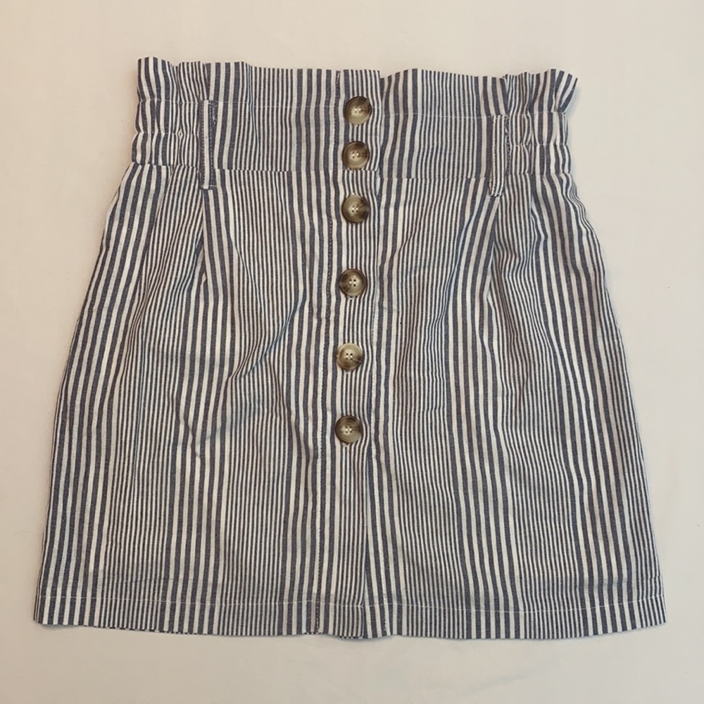 Favlux Womens Striped High Waist Lined Skirt With Buttons Size Large